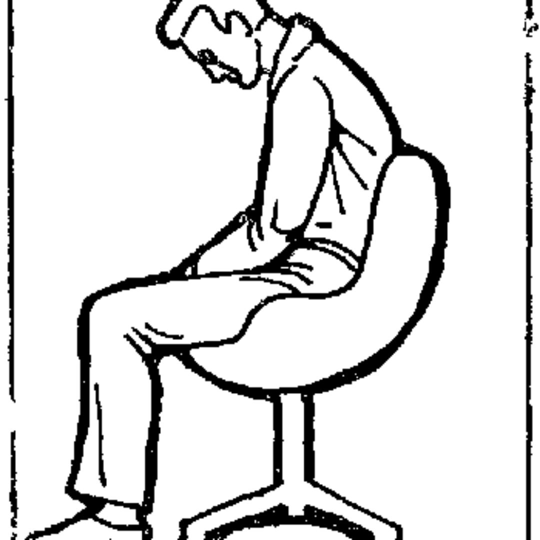 Начала сидеть голова. Поза Кучера аутогенная тренировка. Кучер на дрожках поза. Человек сидит на стуле рисунок. Позы для аутотренинга.