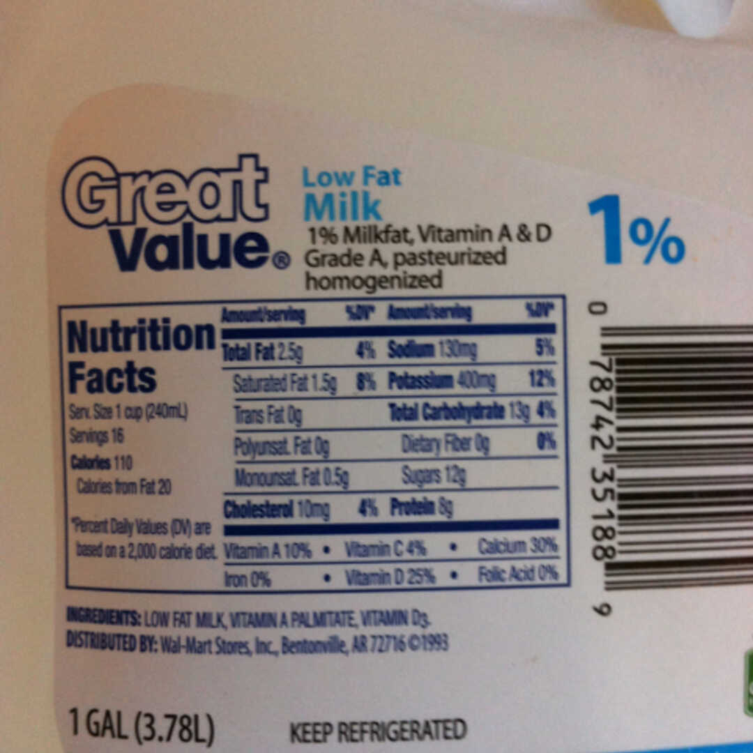 Great Value 1% Low Fat Milk
