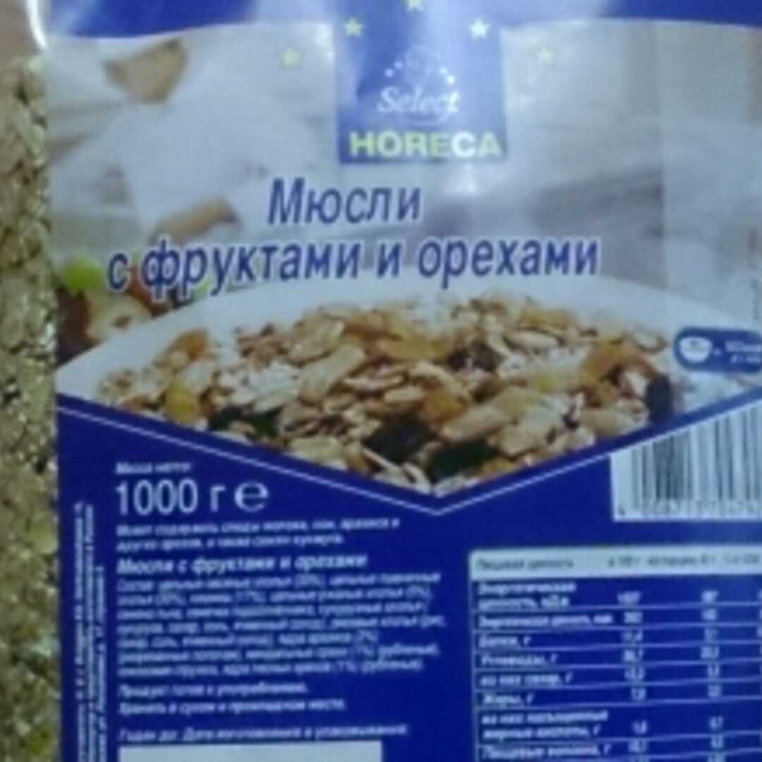 Horeca Select Мюсли с Фруктами и Орехами Калории и Пищевая Ценность