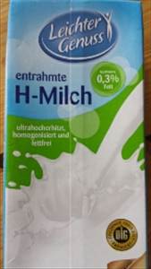 Leichter Genuss Entrahmte H-Milch 0,3% Fett