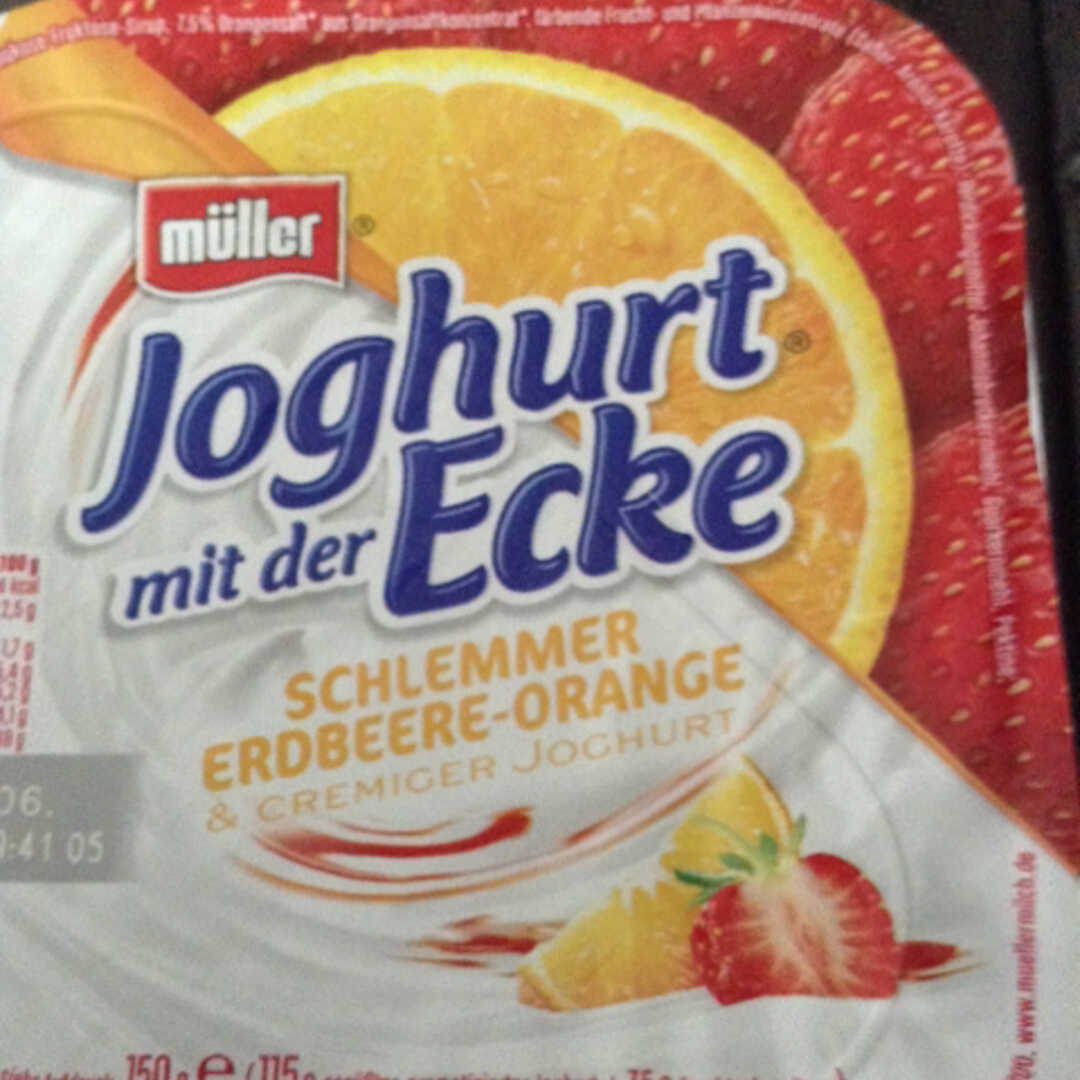 Müller Joghurt mit der Ecke Schlemmer Erdbeere-Orange