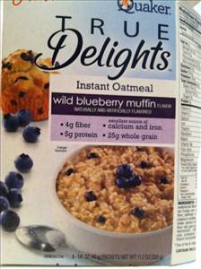 Quaker True Delights Instant Oatmeal - Wild Blueberry Muffin