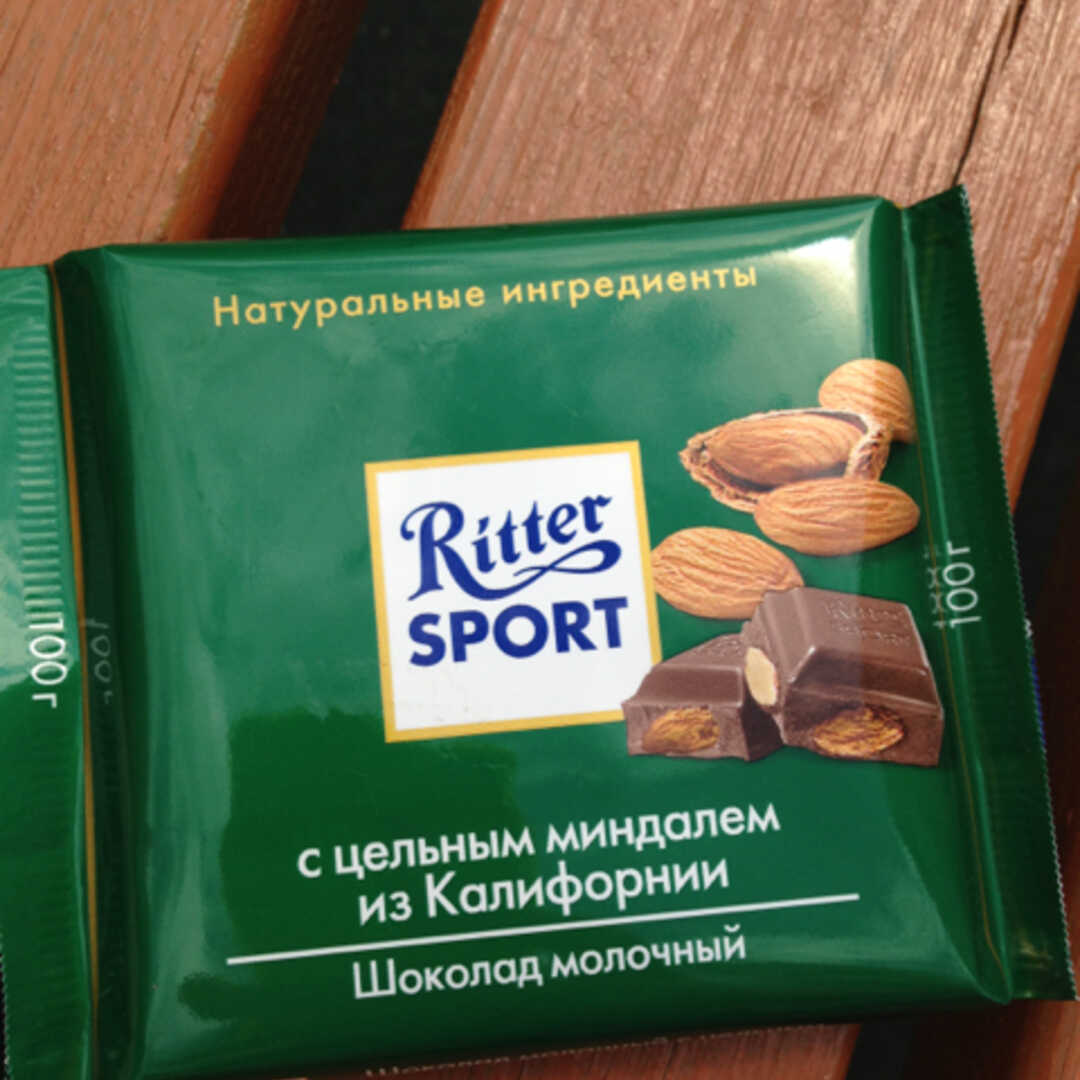 Ritter Sport Шоколад Молочный с Цельным Миндалем из Калифорнии