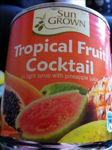 Tropical Fruit Salad (Pineapple Papaya Banana and Guava, Solids and Liquids, Heavy Syrup, Canned)