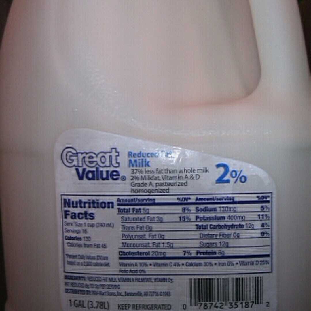 Great Value 2% Reduced Fat Milk Great Value