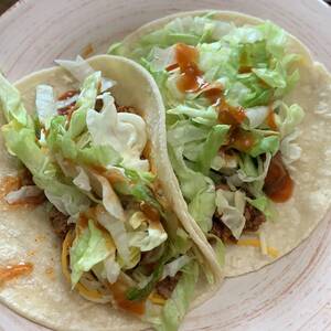 Taco or Tostada with Beef, Cheese and Lettuce