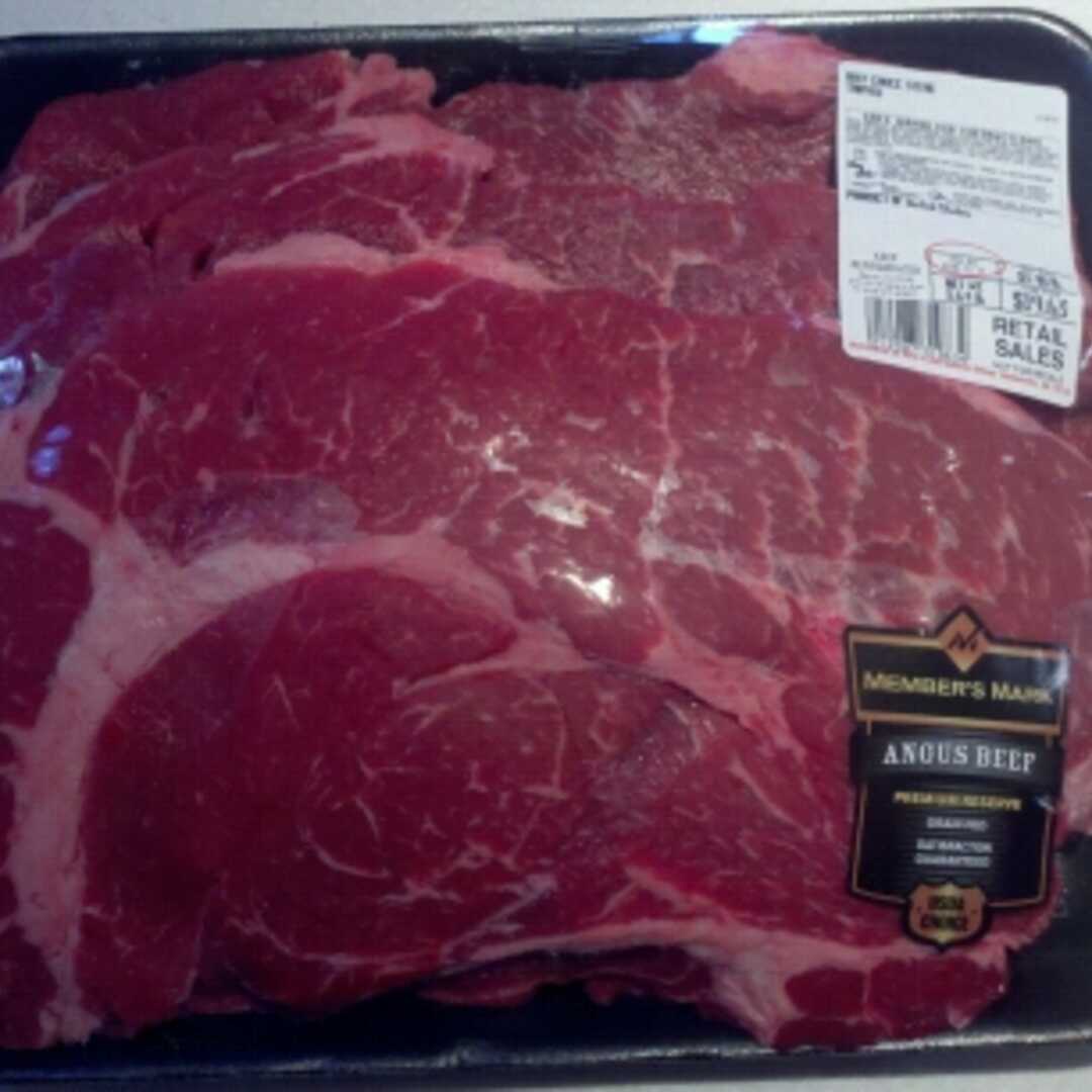 Beef Chuck (Mock Tender Steak, Lean Only, Trimmed to 1/4" Fat)
