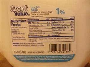 Great Value 1% Lowfat Milk with Vitamin A & D