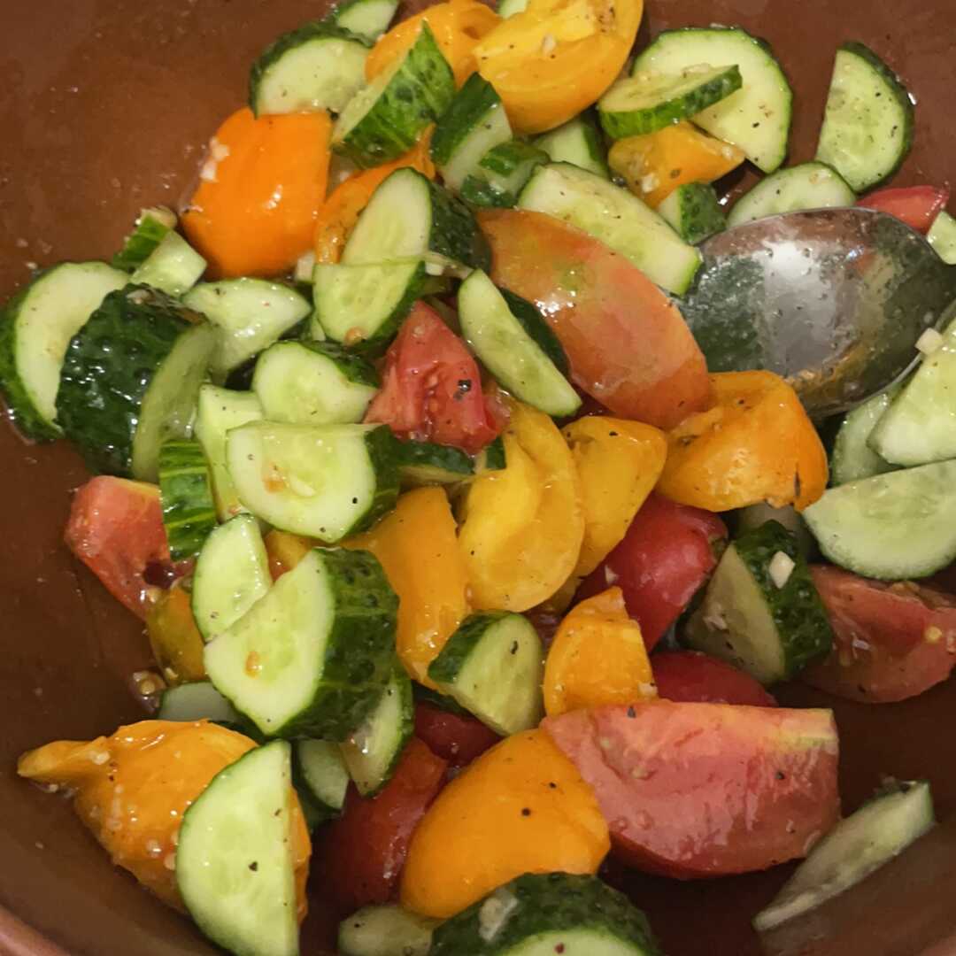 Tomato and Cucumber Salad with Oil and Vinegar