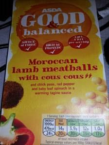 Asda Good & Balanced Moroccan Lamb Meatballs with Cous Cous