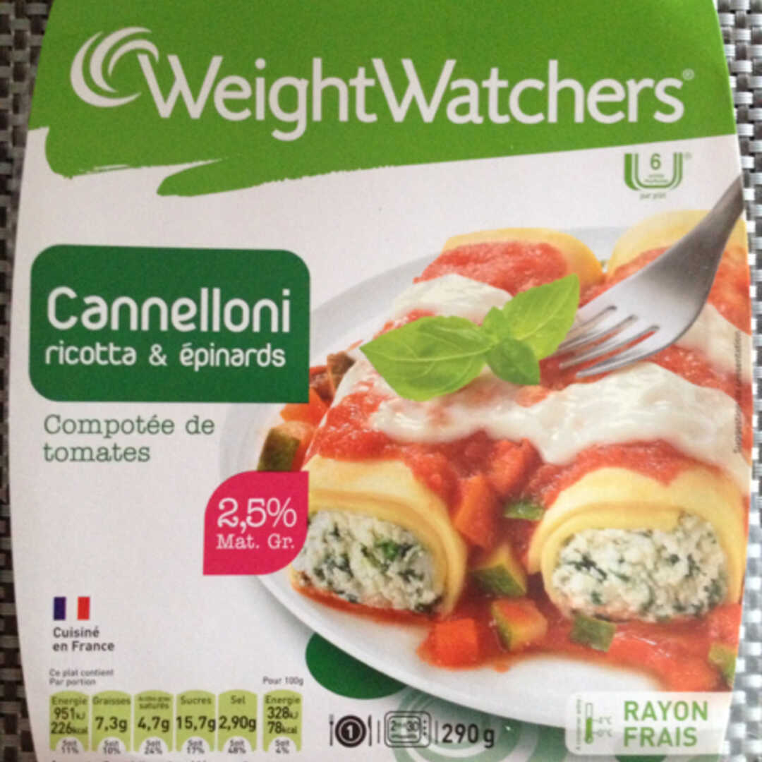 Plat cuisiné cannelloni épinards WEIGHT WATCHERS