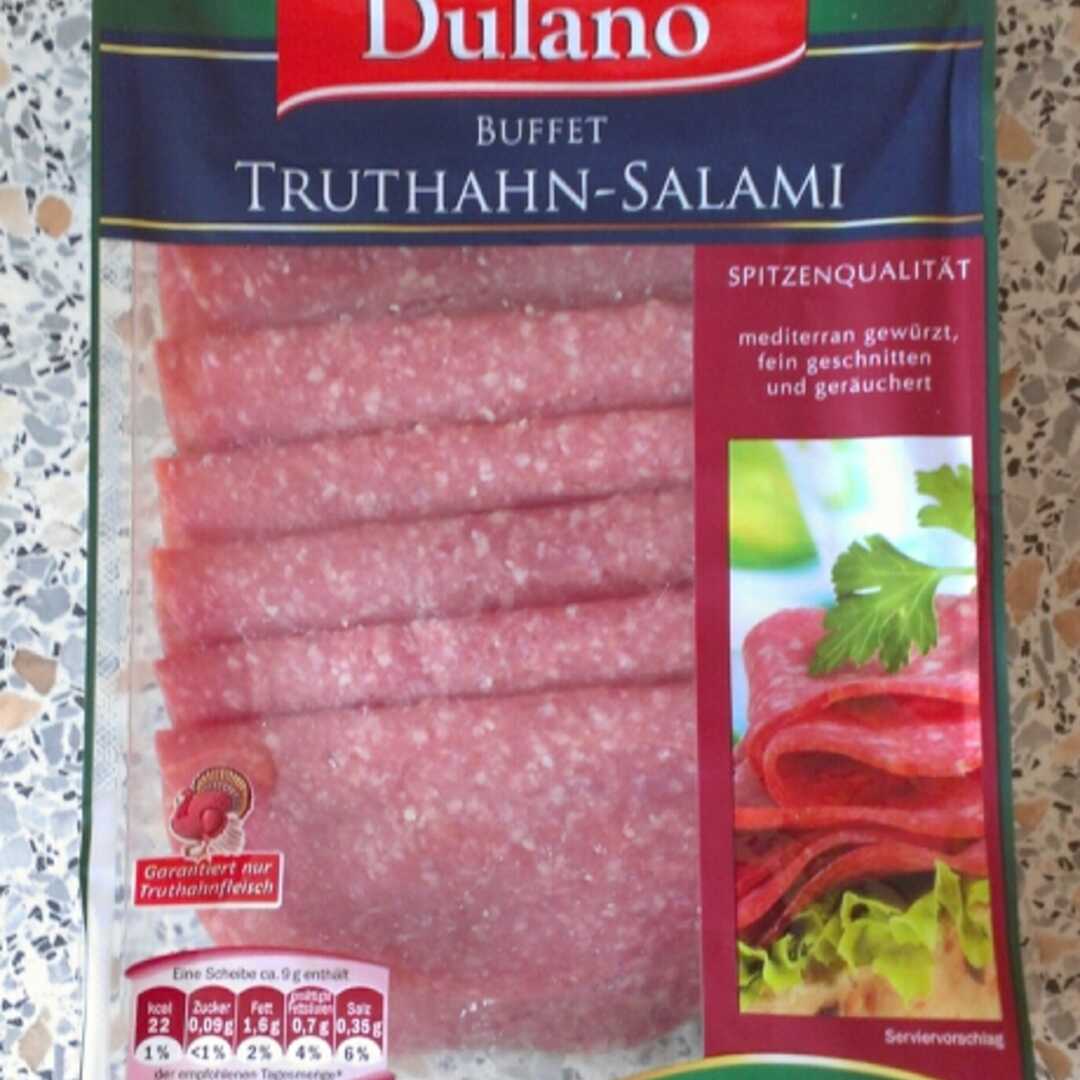 Kalorien in Dulano Truthahnsalami (9g) und Nährwertangaben