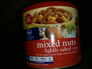 Kroger Lightly Salted Mixed Nuts with Peanuts