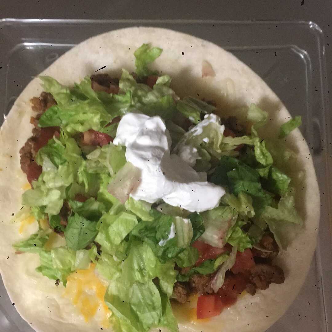 Soft Taco with Beef, Cheese, Lettuce, Tomato and Sour Cream