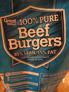 Great Value 85/15 100% Pure Beef Burgers