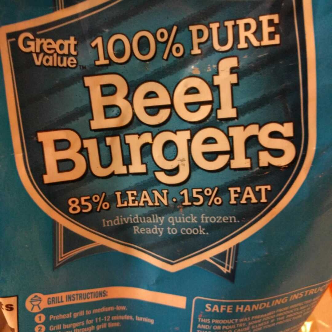Great Value 85/15 100% Pure Beef Burgers