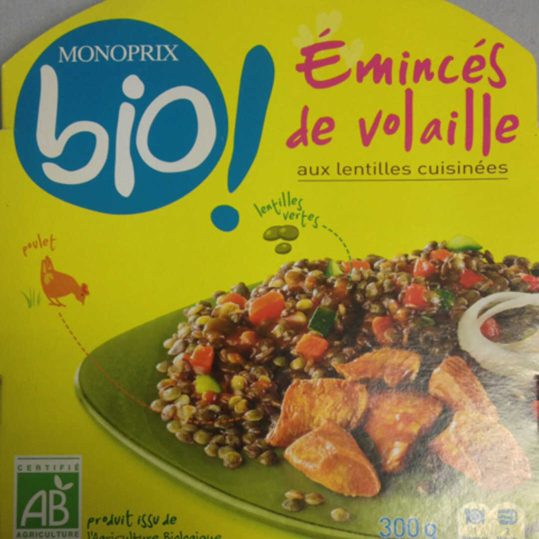 Monoprix Bio Émincés de Volaille aux Lentilles Cuisinées