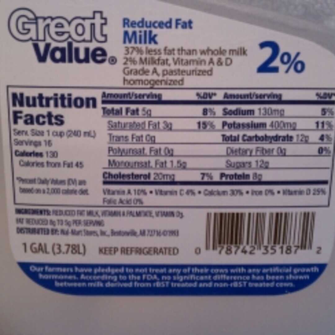 Great Value 2% Reduced Fat Milk with Vitamin A & D