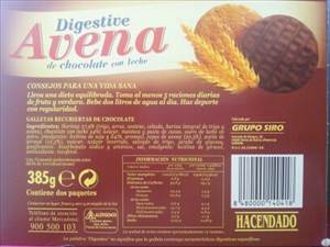 Hacendado Digestive Avena de Chocolate con Leche