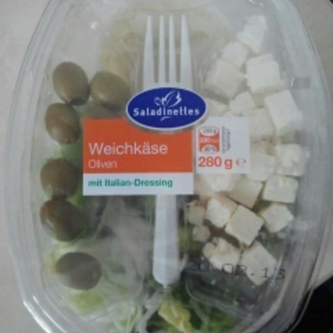 Saladinettes Weichkäse-Oliven-Salat