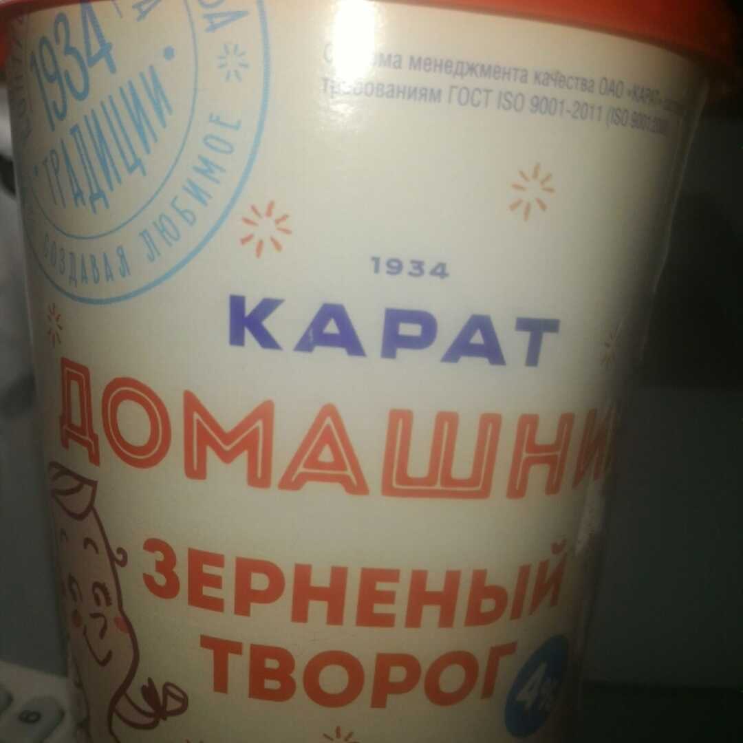 Карат Домашний Зерновой Творог 4% Калории и Пищевая Ценность