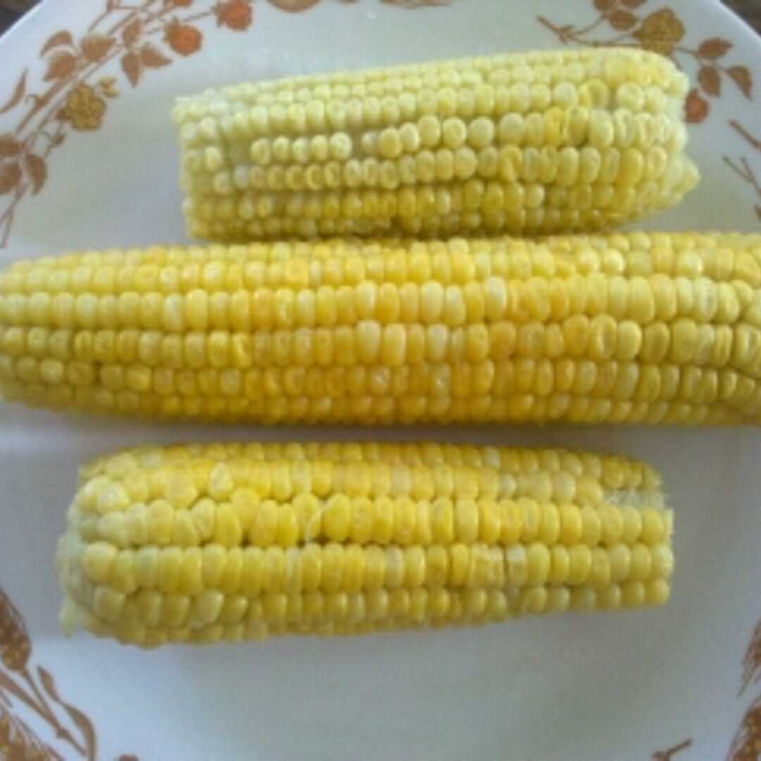 Yellow Sweet Corn (Kernels On Cob, Without Salt, Frozen, Drained, Cooked, Boiled)