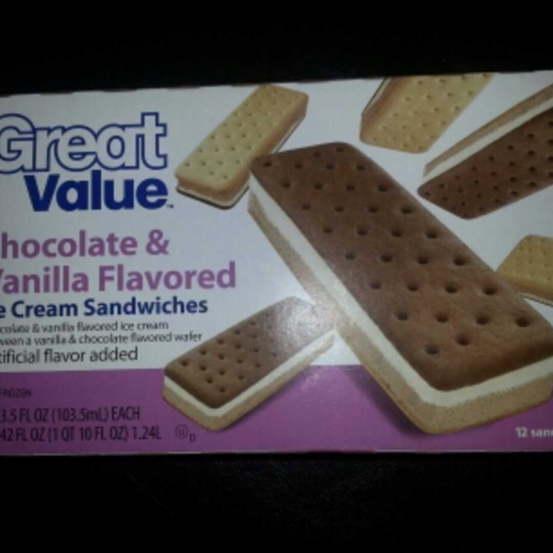 Great Value Chocolate & Vanilla Flavored Ice Cream Sandwiches