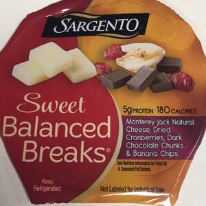 Sargento Sweet Balanced Breaks Monterey Jack Natural Cheese with Dried Cranberries, Dark Chocolate Chunks & Banana Chips