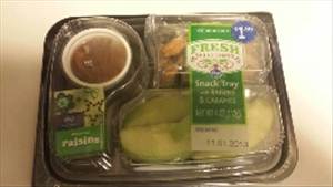 Fresh Selections Snack Tray with Sliced Apples, Almonds, Raisins & Caramel Dip