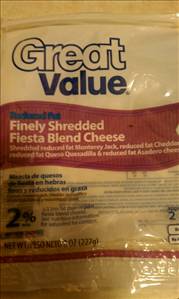 Great Value Reduced Fat Finely Shredded Fiesta Blend Cheese