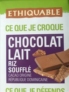 Ethiquable Chocolat Lait Riz Soufflé