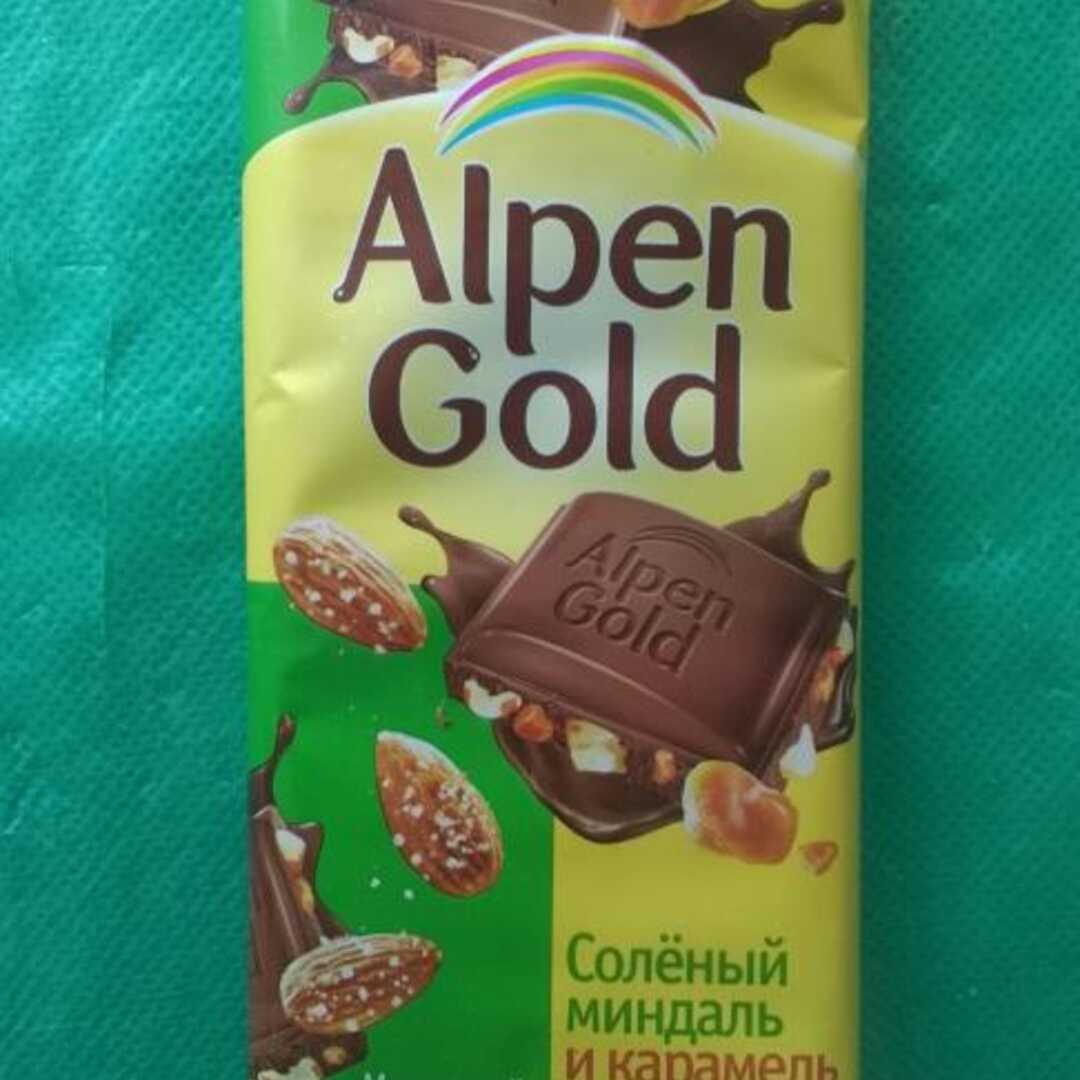 Alpen Gold Шоколад Солёный Миндаль и Карамель Калории и Пищевая Ценность