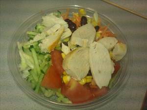 Hühnchen- oder Puten-Gartensalat (Hühnerfleisch und/oder Putenfleisch, Tomaten und/oder Möhren, Anderes Gemüse)