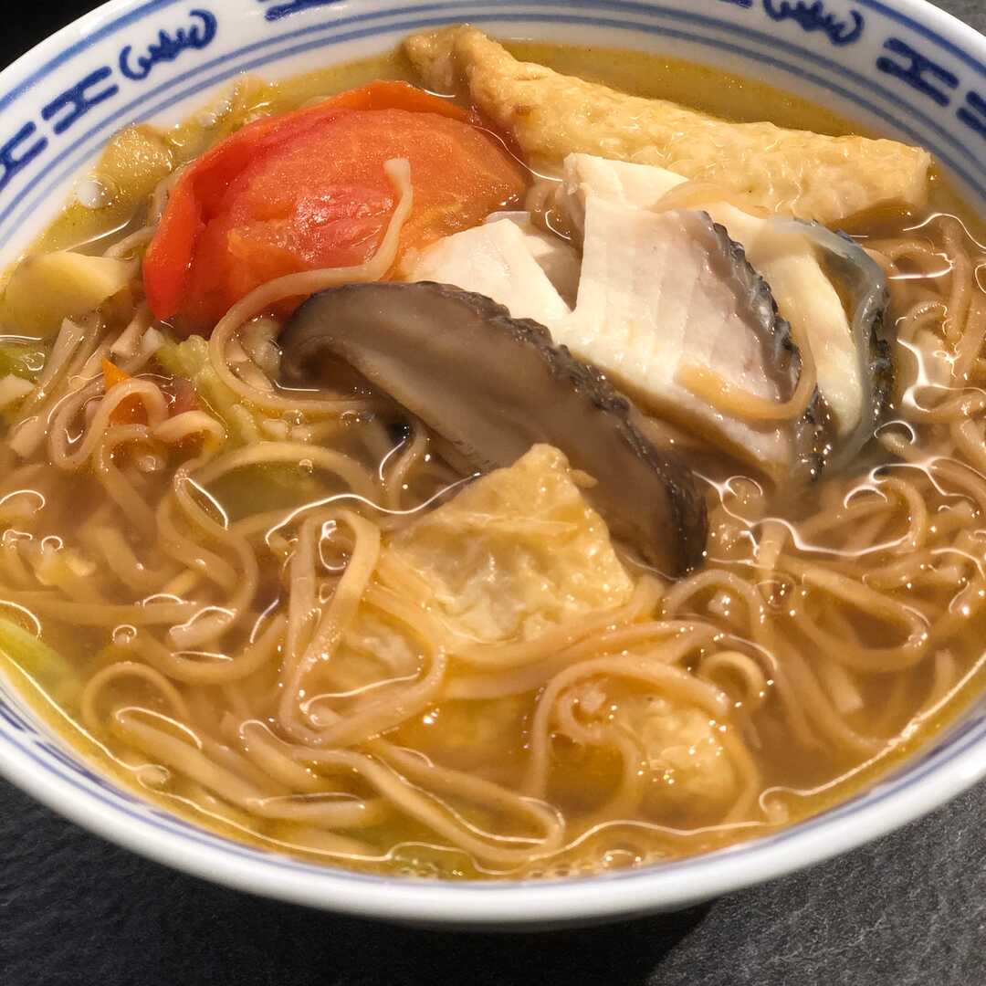 Fish and Noodles with Mushroom Soup