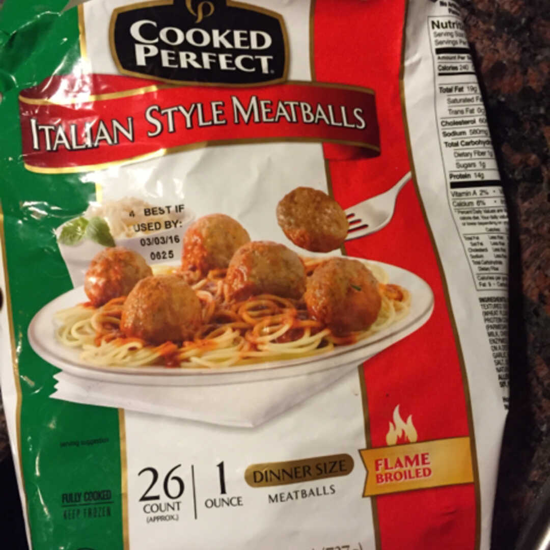Cooked Perfect Italian Style Flame Broiled Dinner Size Meatballs