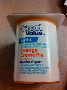 Great Value Light Nonfat Yogurt - Orange Creme Pie