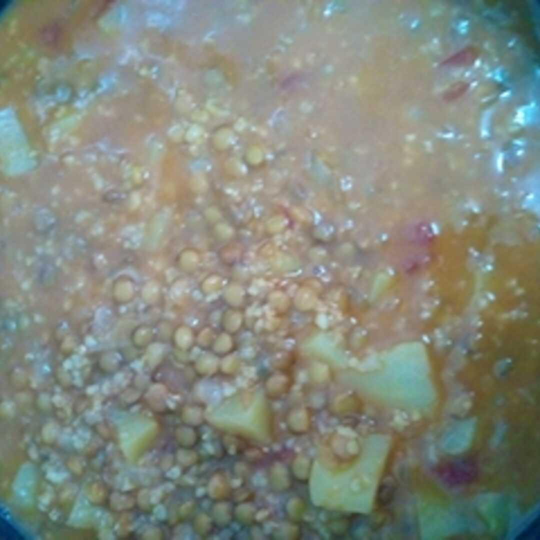 Cooked Lentils (Fat Not Added in Cooking)
