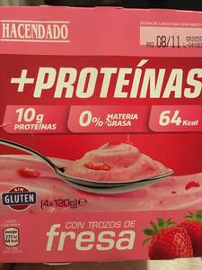 Hacendado Yogur +Proteínas con Trozos de Fresa