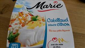Marie Cabillaud Sauce Citron Riz aux Petits Légumes