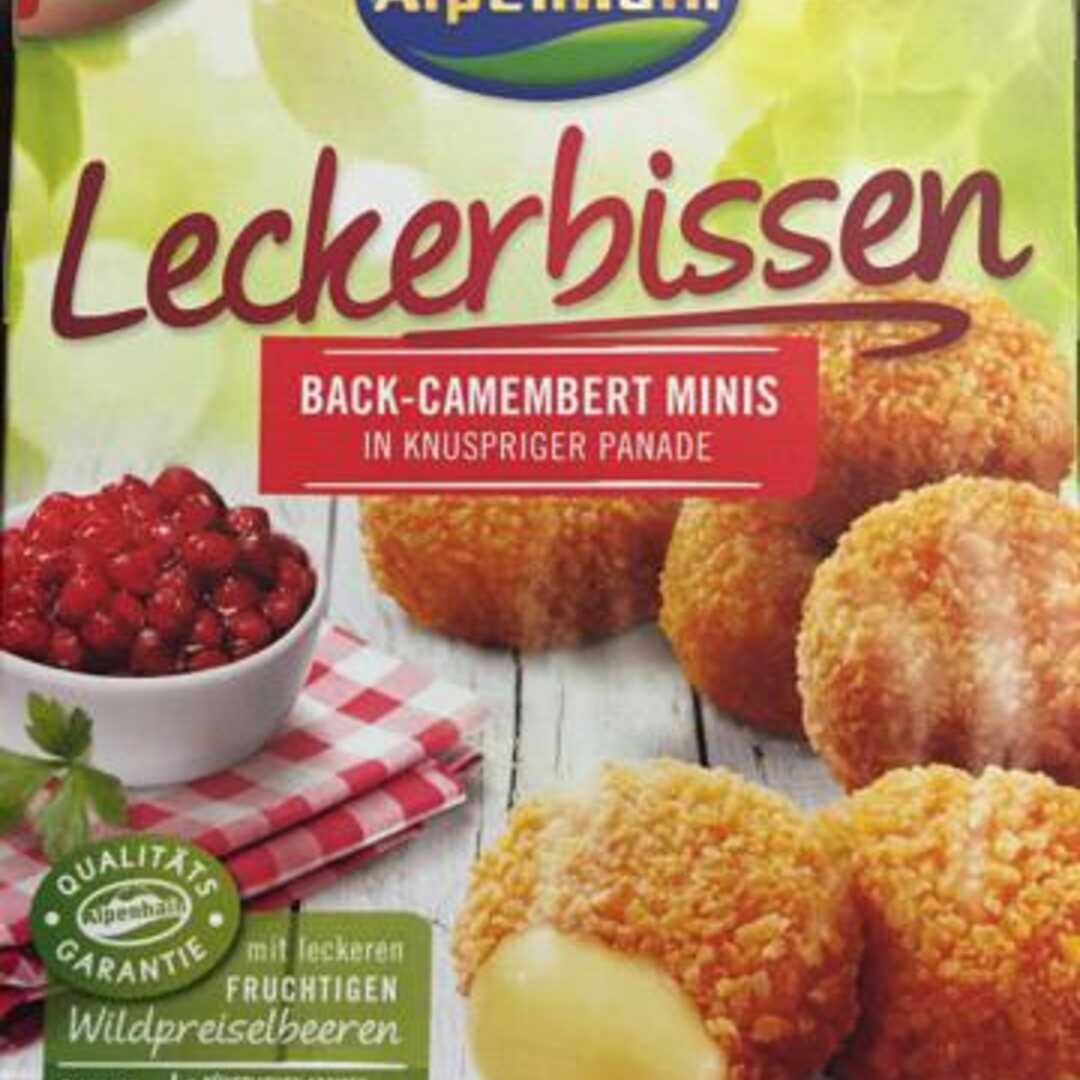 Kalorien in Alpenhain Nährwertangaben Minis Leckerbissen Back-Camembert und