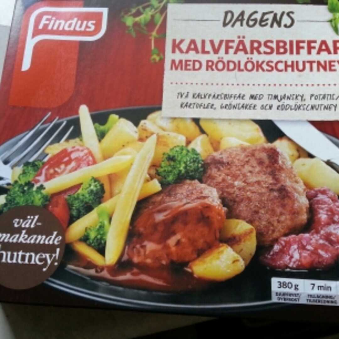 Findus Kalvfärsbiffar med Rödlökschutney