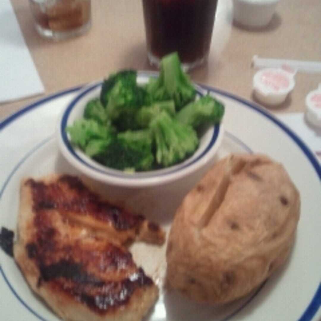 Bob Evans Grilled Chicken Breast with plain Baked Potato & steamed Broccoli Florets