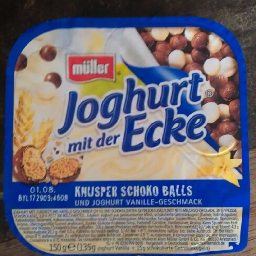 Müller Joghurt mit der Ecke Knusper Schoko Balls