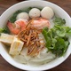 Noodle Soup with Fish Ball, Shrimp and Dark Green Leafy Vegetable