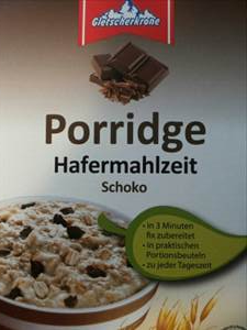 Gletscherkrone Porridge Hafermahlzeit Schoko