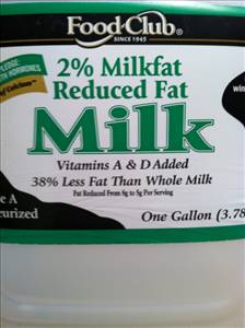 Food Club 2% Reduced Fat Milk