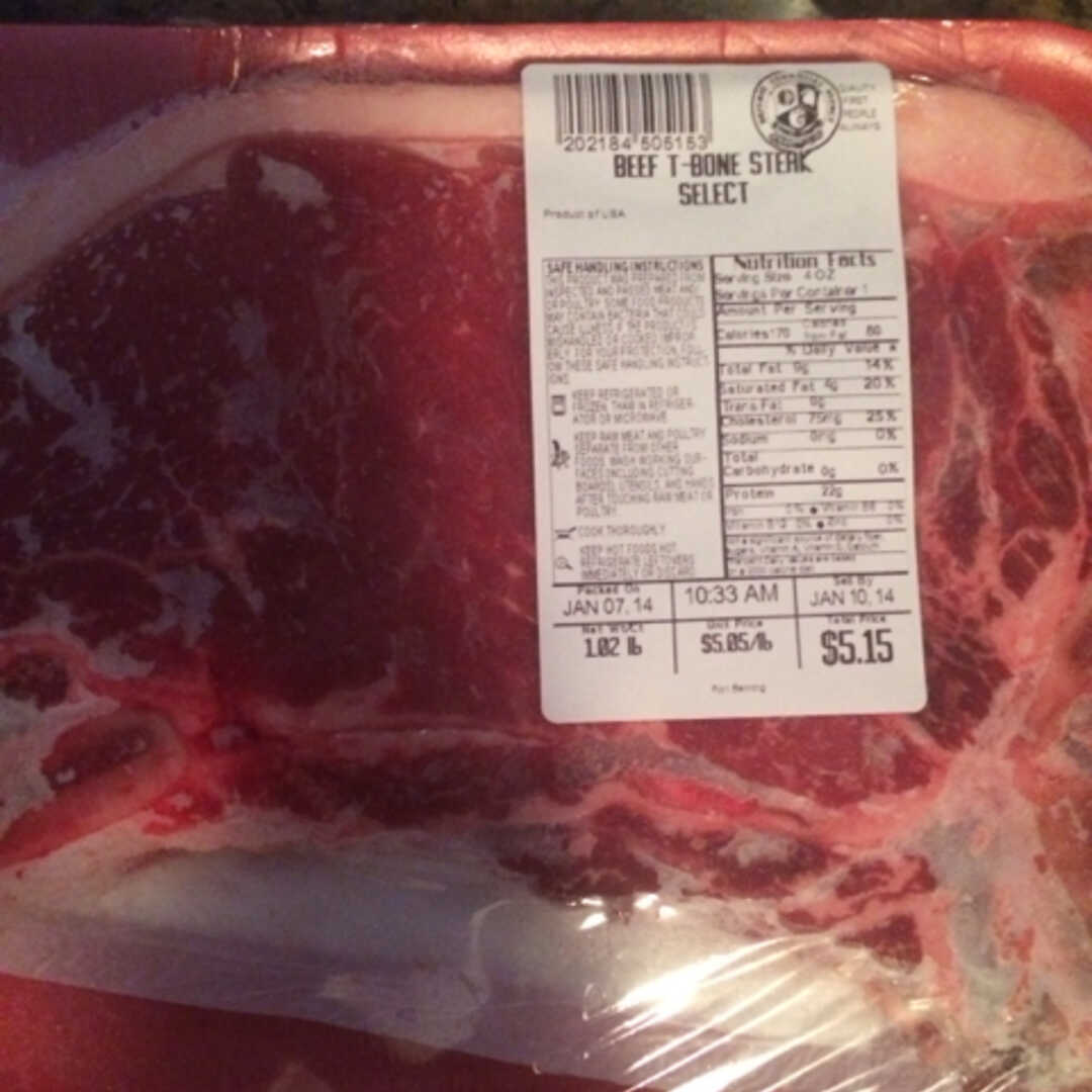 Beef T-Bone Steak (Trimmed to 1/4" Fat)