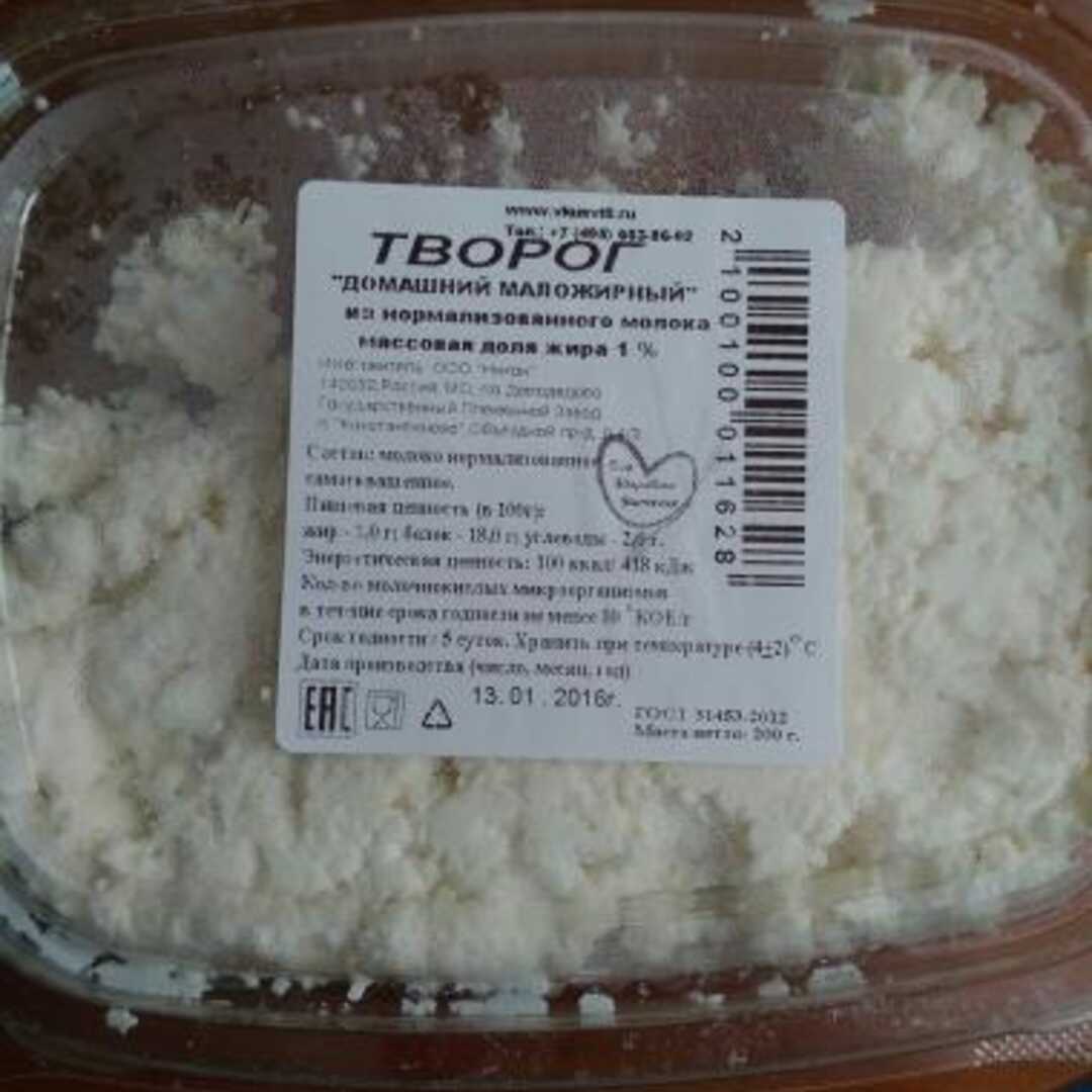 ВкусВилл Творог Домашний Обезжиренный 1% Калории и Пищевая Ценность