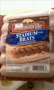 Johnsonville Stadium Style Brats Cooked Bratwurst