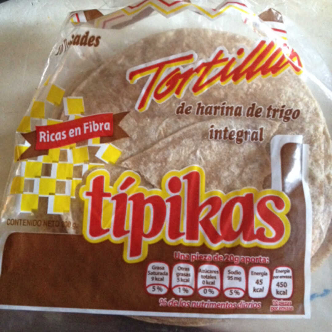 Calorías en Tipikas Tortillas de Harina de Trigo Integral e Información  Nutricional
